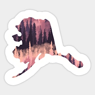 Alaska Shaped Purple Trees Sticker